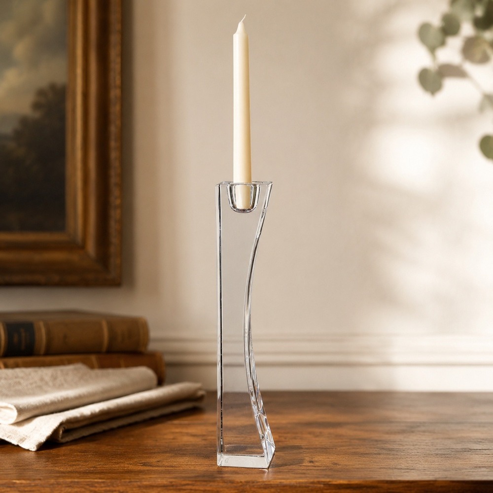 Vintage Nambé Kissing Crystal Candlestick Holder 7" Karim Rashid Signed Single